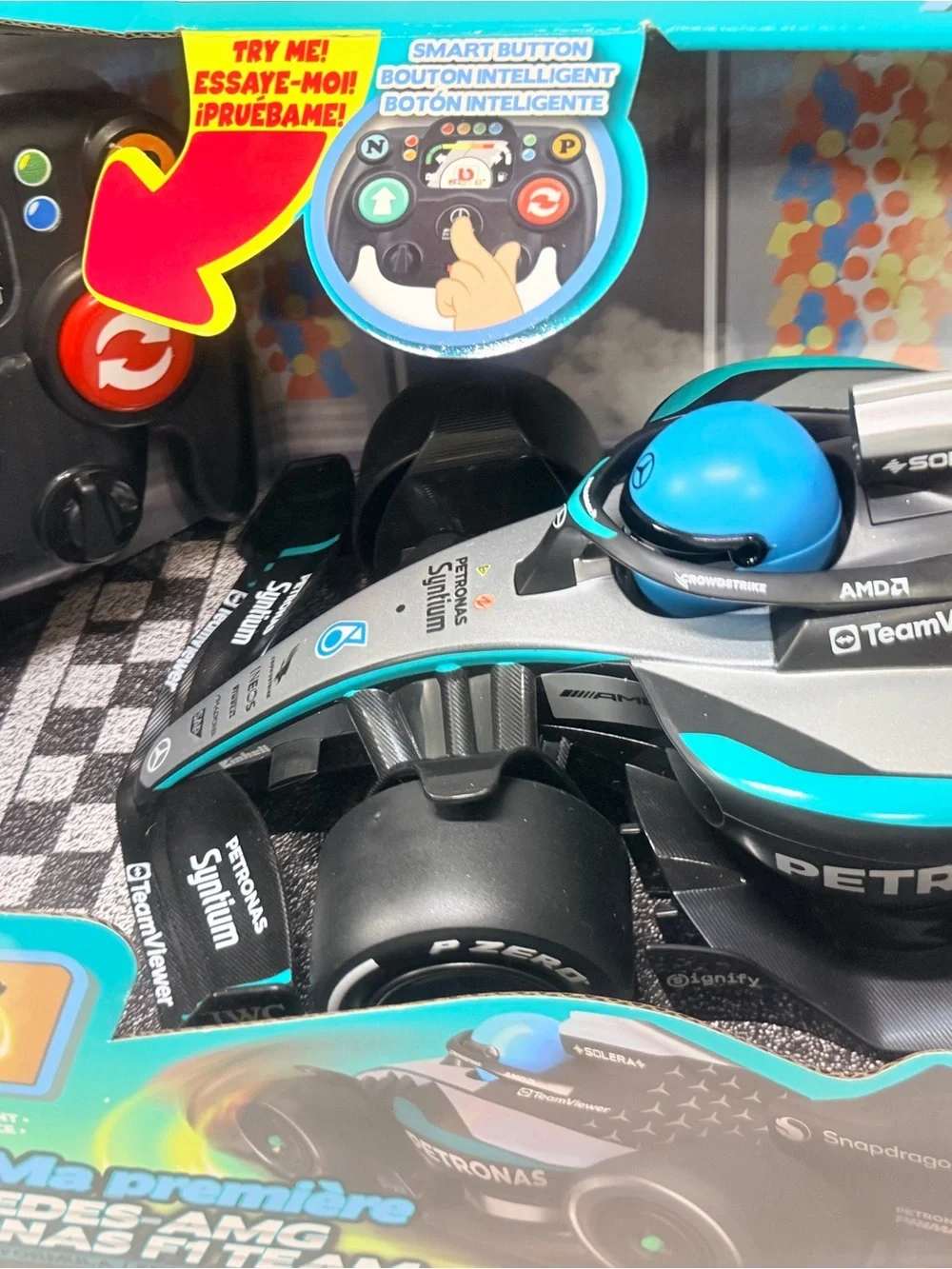 Remote Control Racing Car with Steering Wheel Controller - Black & Blue